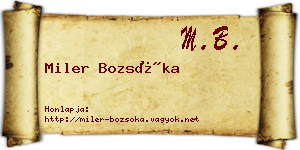 Miler Bozsóka névjegykártya